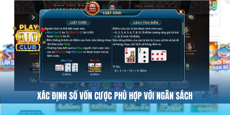 Xác định số vốn cược phù hợp với ngân sách